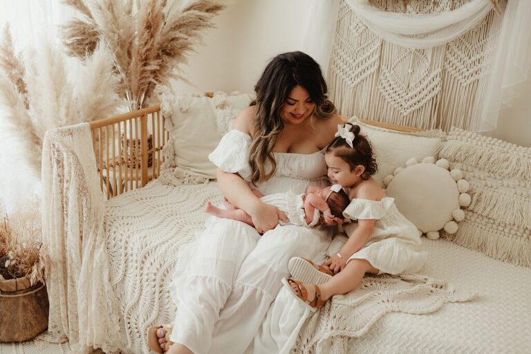 Girls photo during newborn session in Lake County, IL
