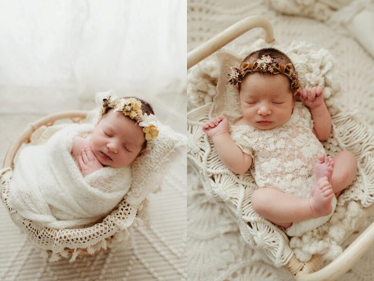 Baby girl curled up during newborn photography session